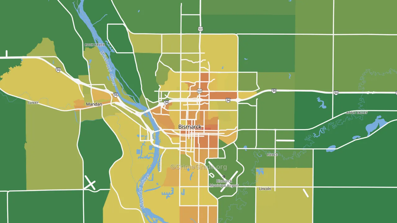 Bismarck, ND Map of Vehicle Theft Rates