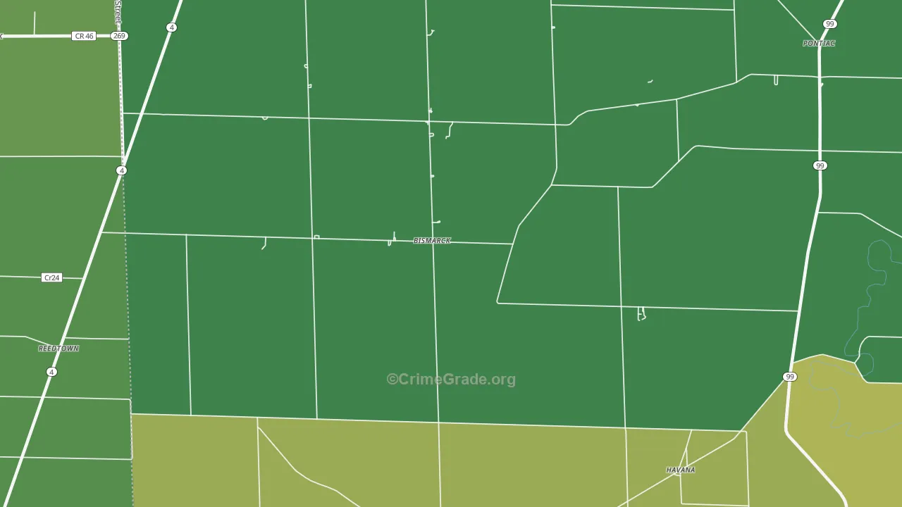Bismarck, OH Map of Vehicle Theft Rates