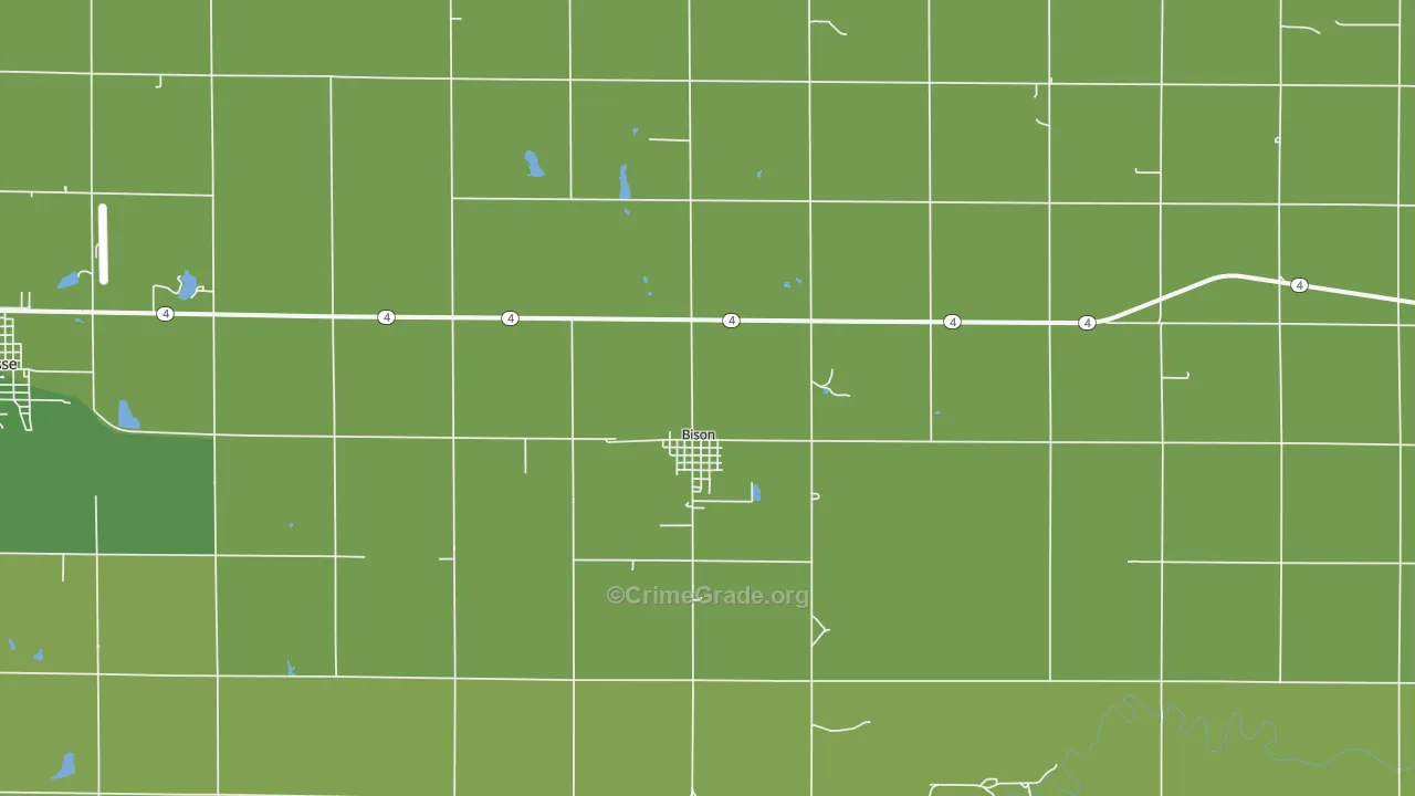 Bison, KS Map of Vehicle Theft Rates