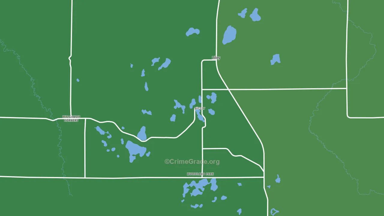 Bitely, MI Map of Vehicle Theft Rates