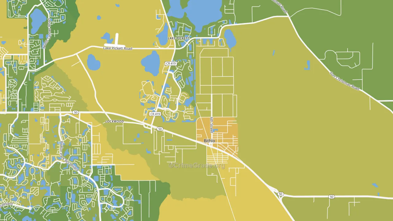 Bithlo, FL Map of Vehicle Theft Rates