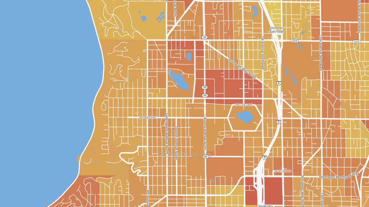 Bitter Lake, Seattle, WA Map of Vehicle Theft Rates