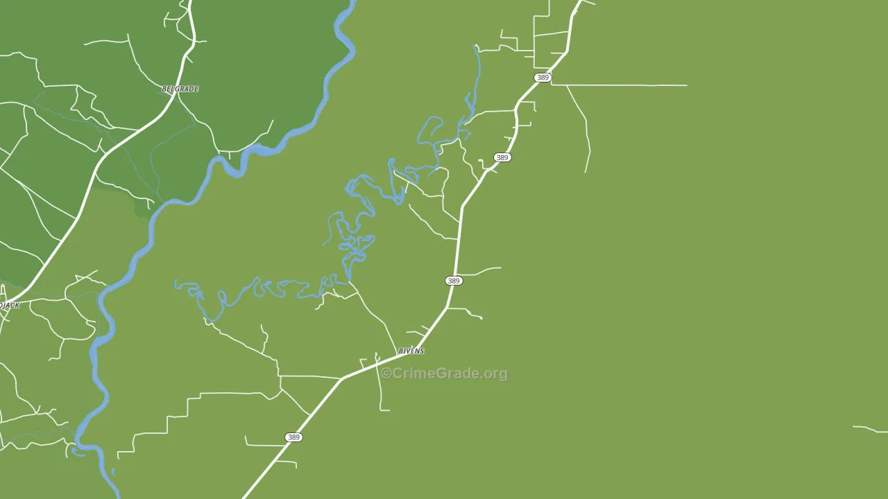 Bivens, LA Map of Vehicle Theft Rates