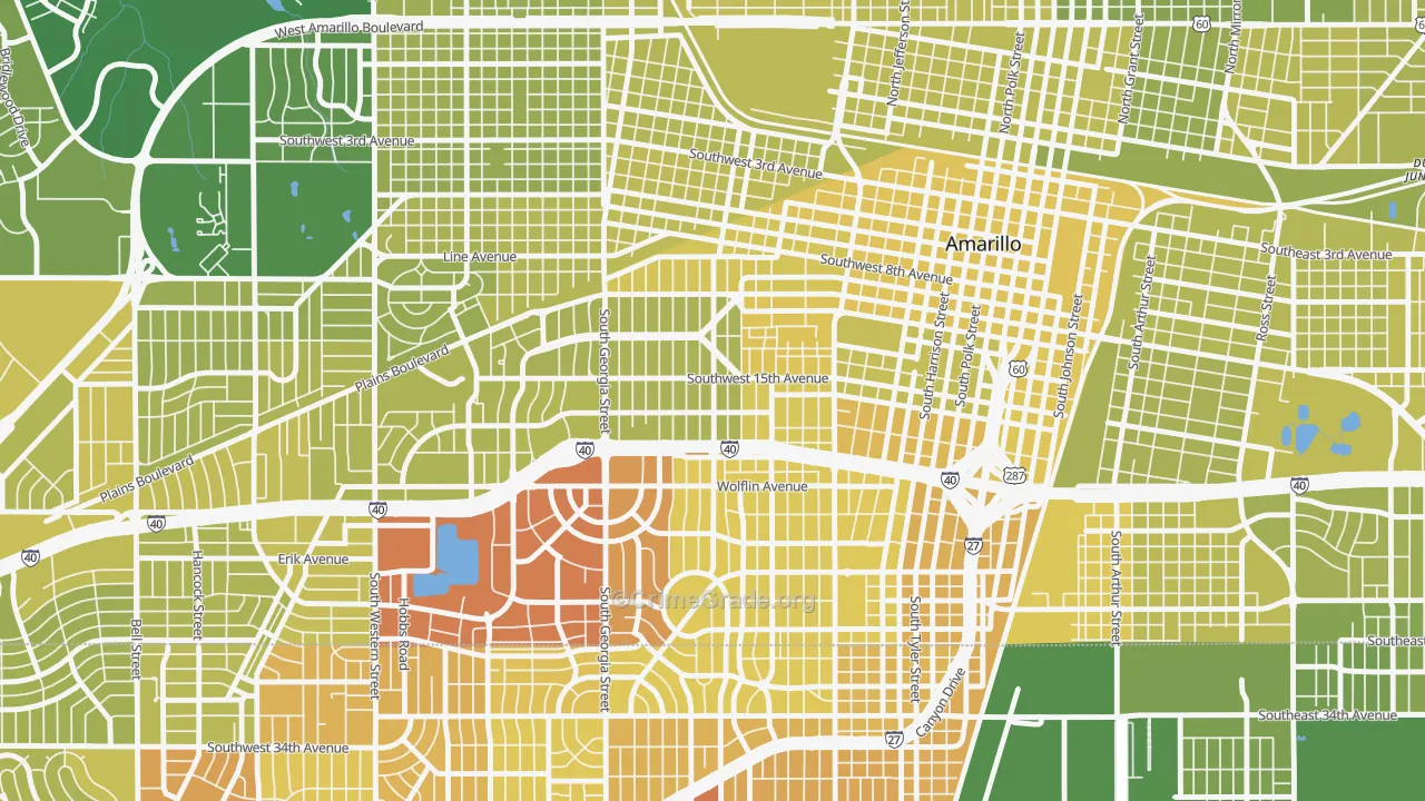 Bivins Addition, Amarillo, TX Map of Vehicle Theft Rates