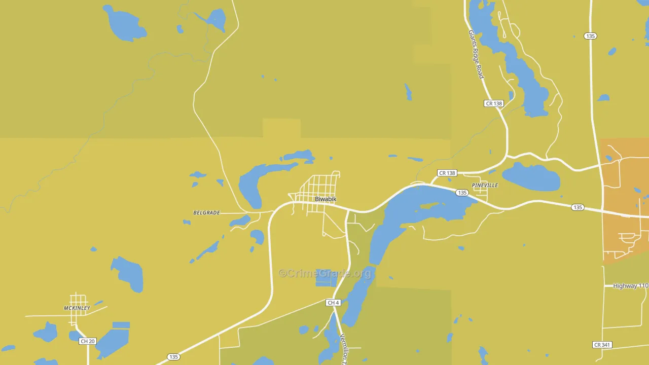 Biwabik, MN Map of Vehicle Theft Rates