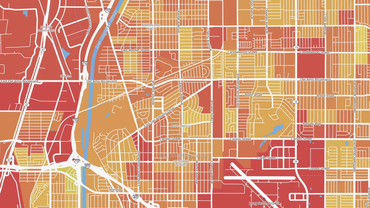 Bixby Area, Long Beach, CA Map of Vehicle Theft Rates