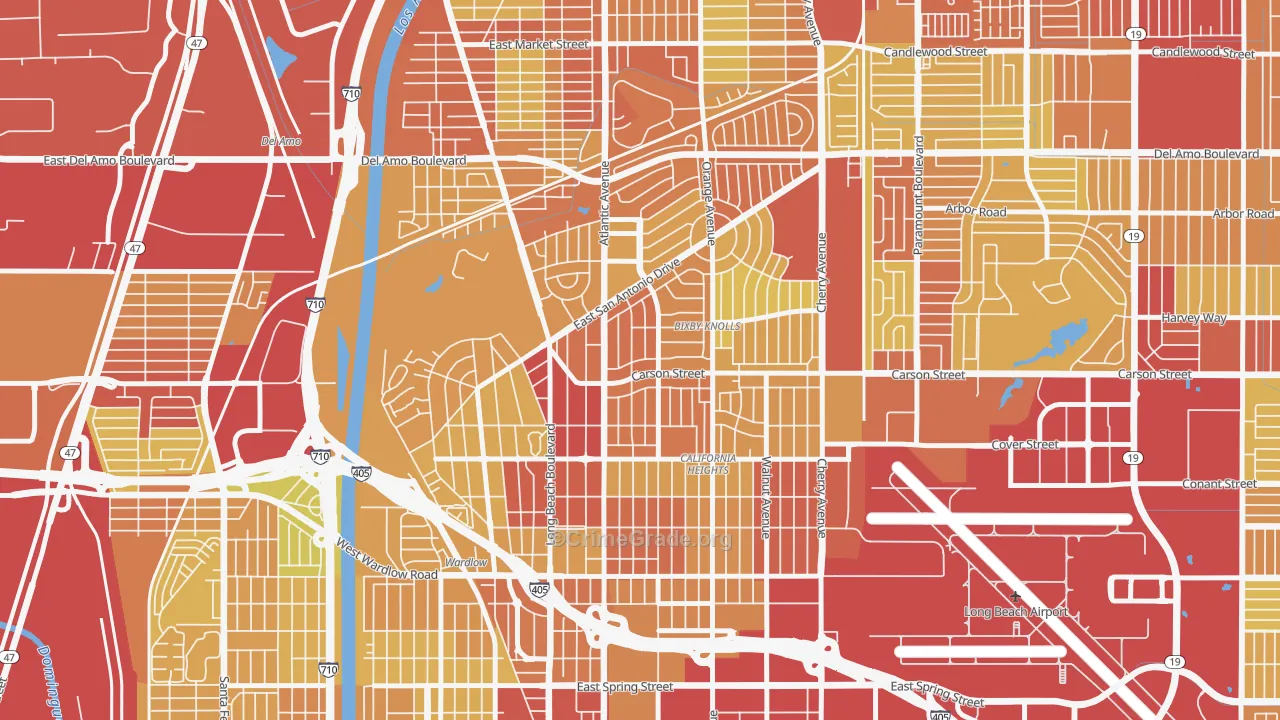 Bixby Knolls, Long Beach, CA Map of Vehicle Theft Rates