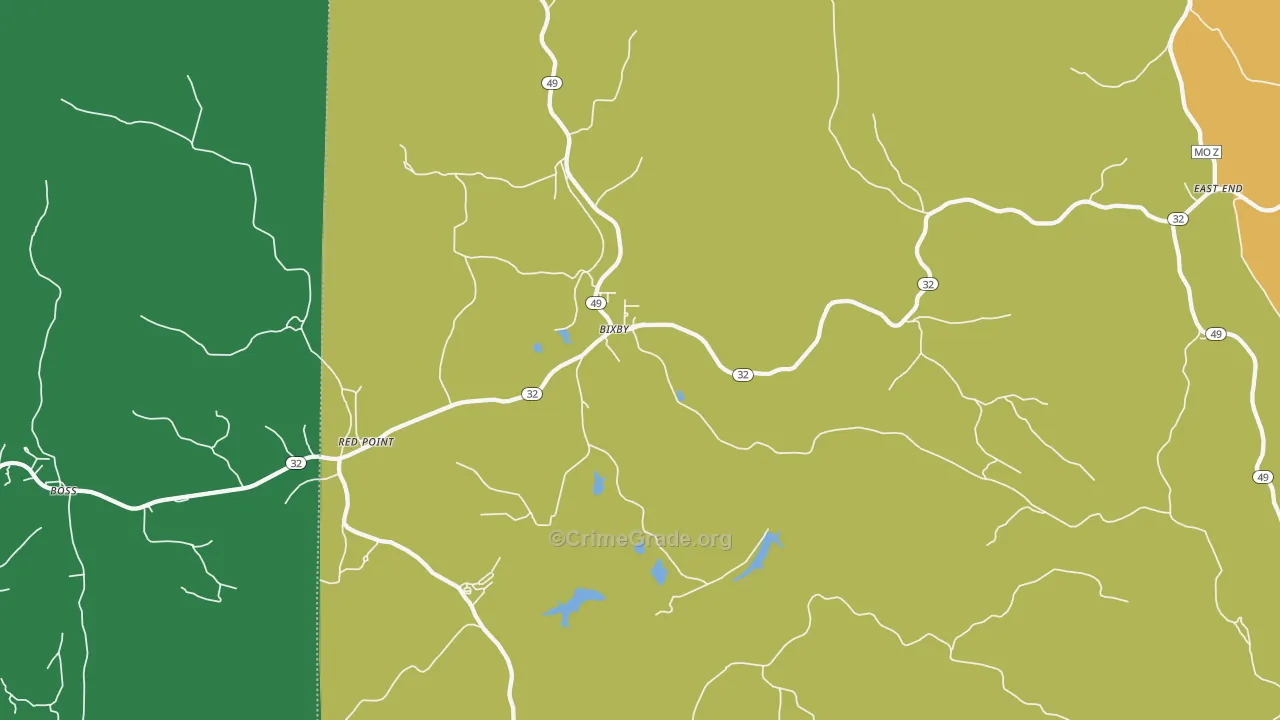Bixby, MO Map of Vehicle Theft Rates
