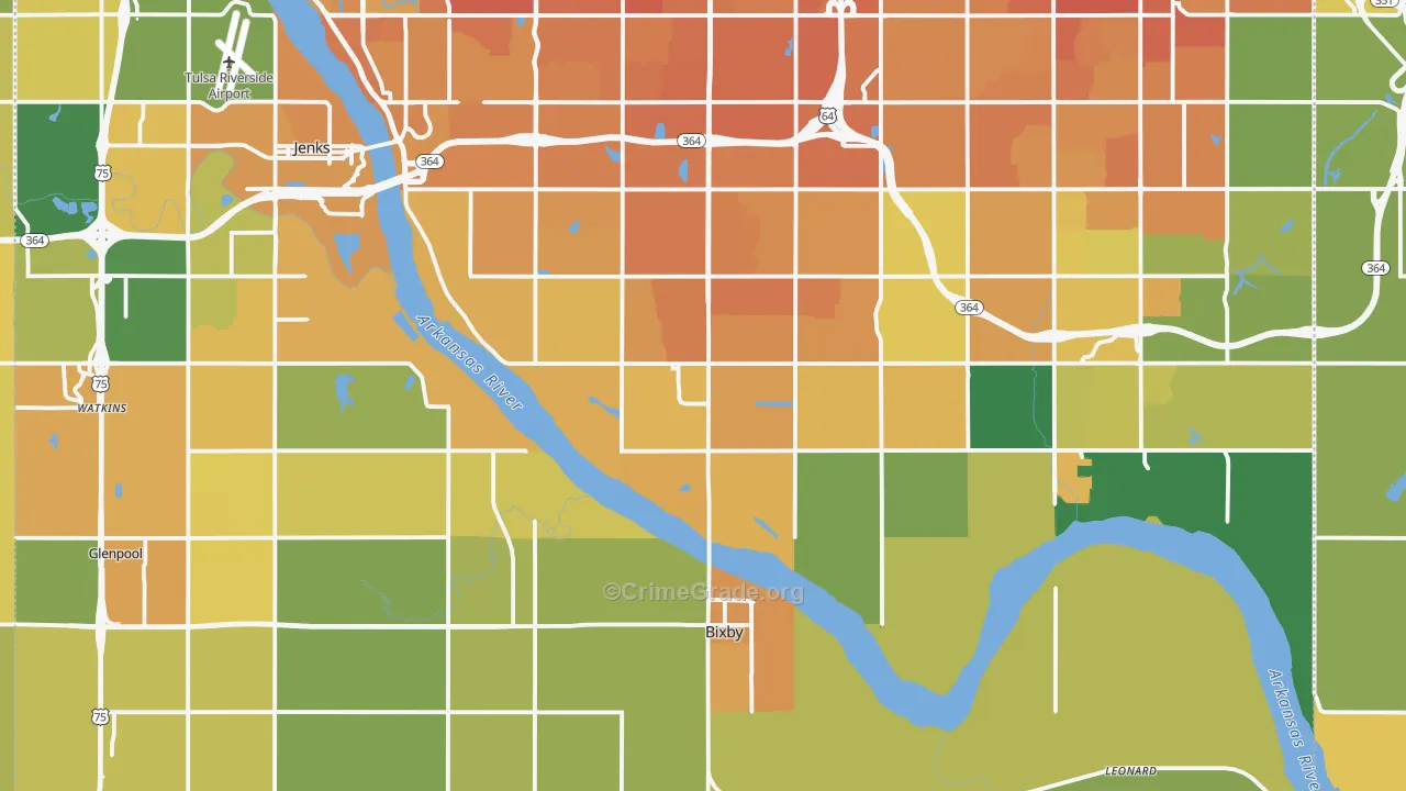 Bixby, OK Map of Vehicle Theft Rates