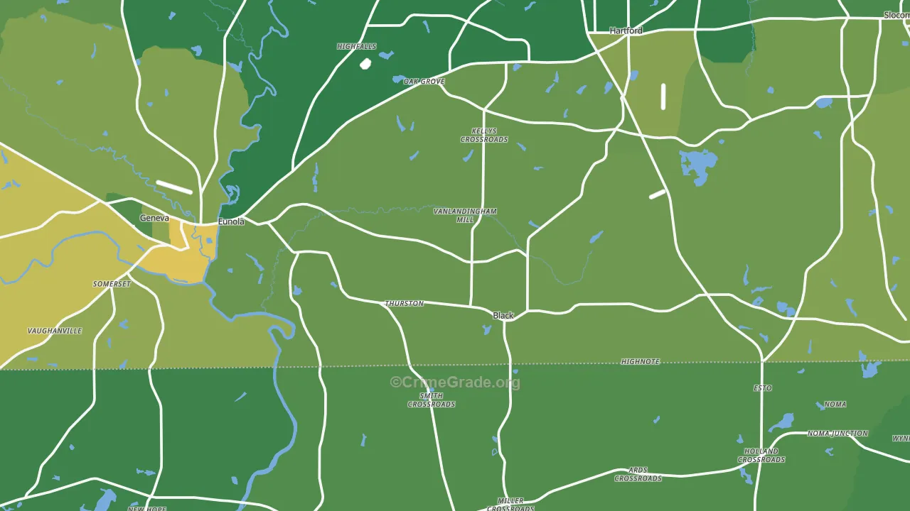 Black, AL Map of Vehicle Theft Rates