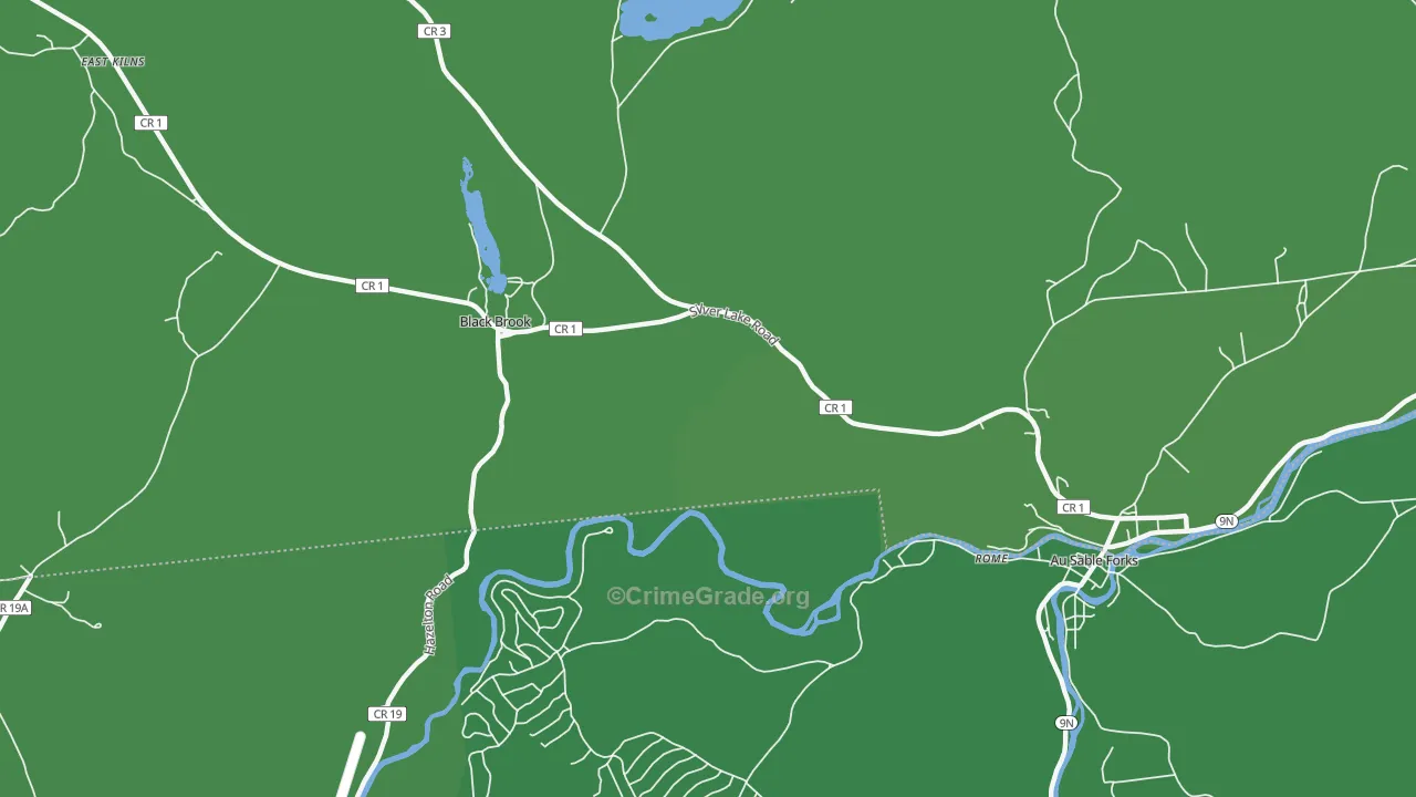 Black Brook, NY Map of Vehicle Theft Rates