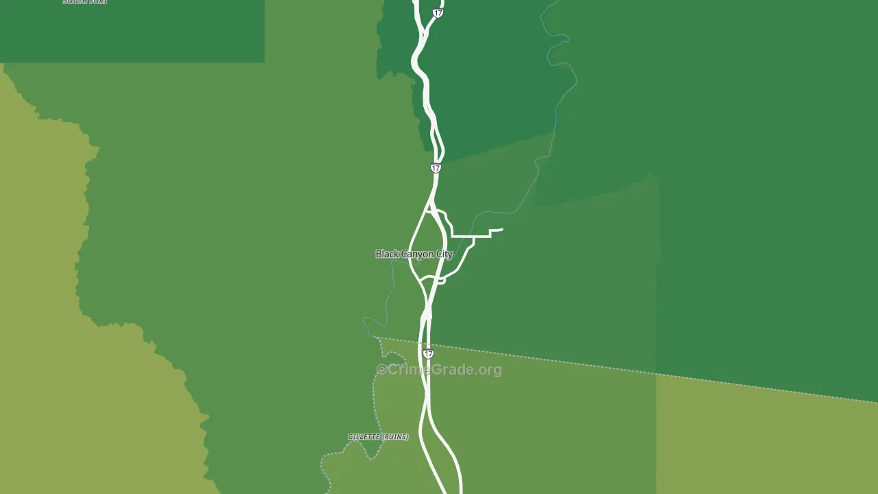 Black Canyon City, AZ Map of Vehicle Theft Rates