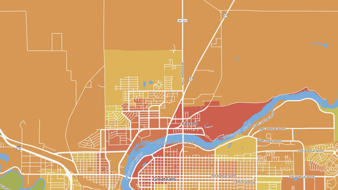 Black Eagle, MT Map of Vehicle Theft Rates