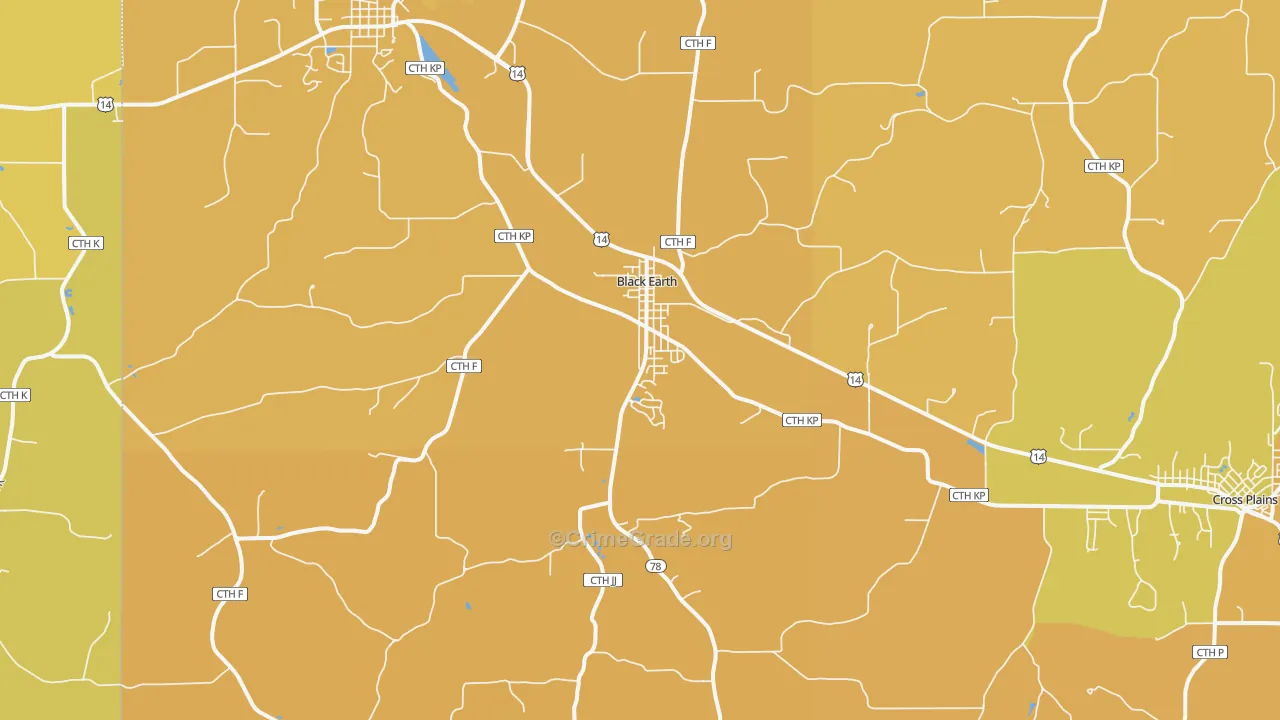 Black Earth, WI Map of Vehicle Theft Rates