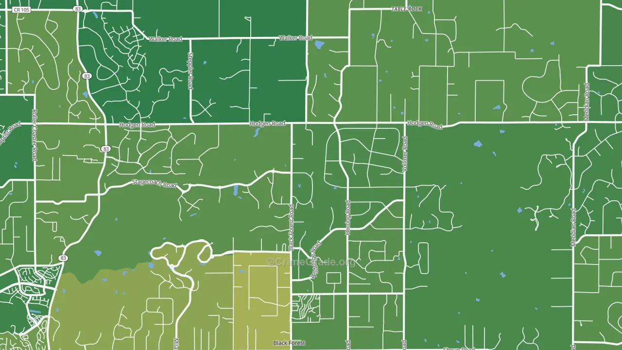 Black Forest, CO Map of Vehicle Theft Rates