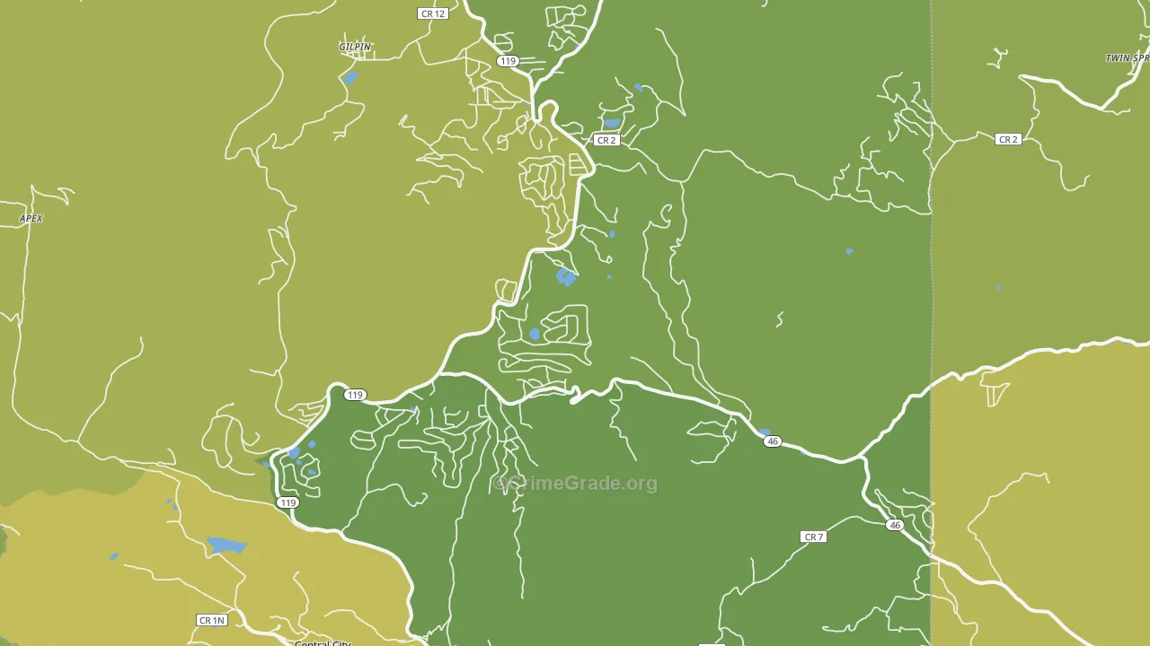 Black Hawk, CO Map of Vehicle Theft Rates