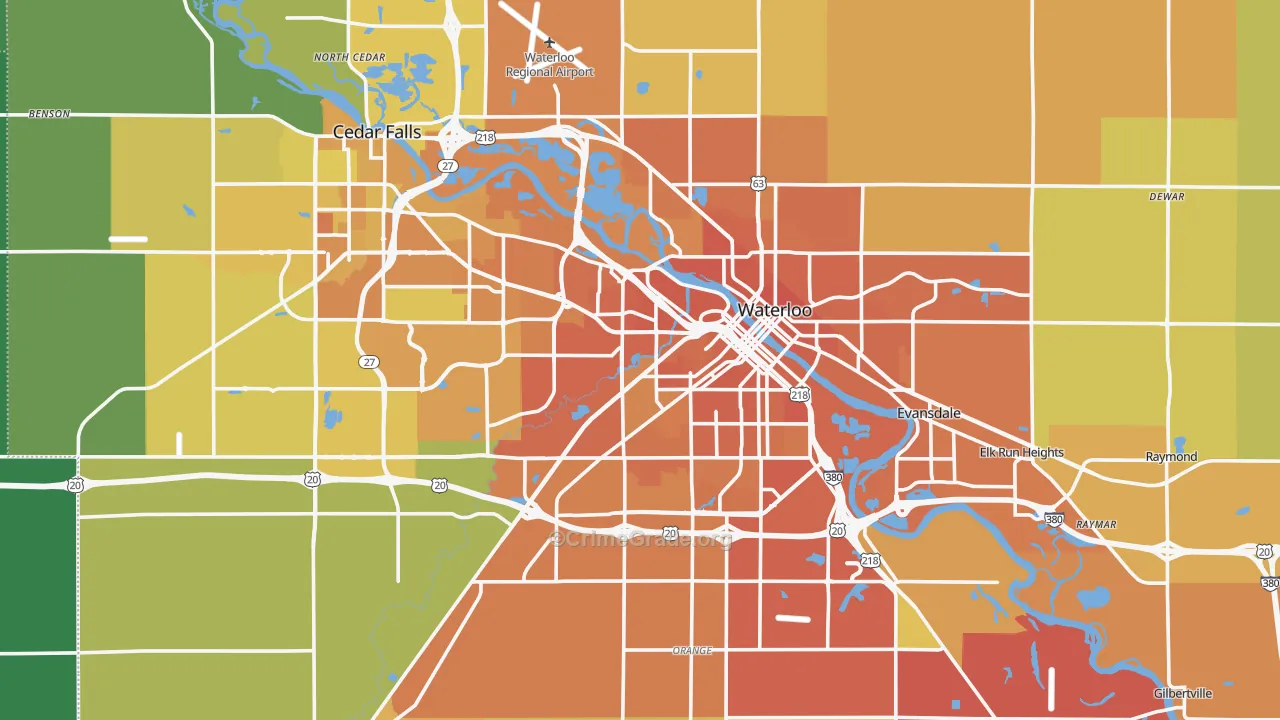 Black Hawk County, IA Map of Vehicle Theft Rates