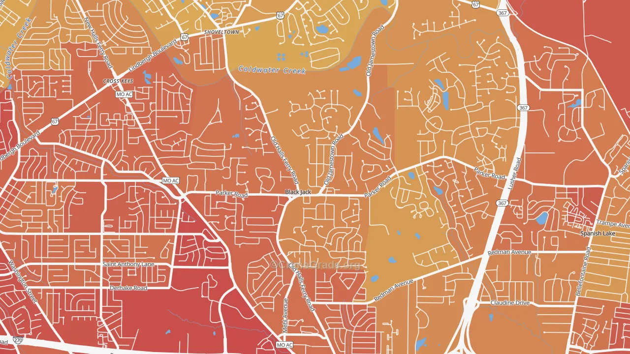 Black Jack, MO Map of Vehicle Theft Rates