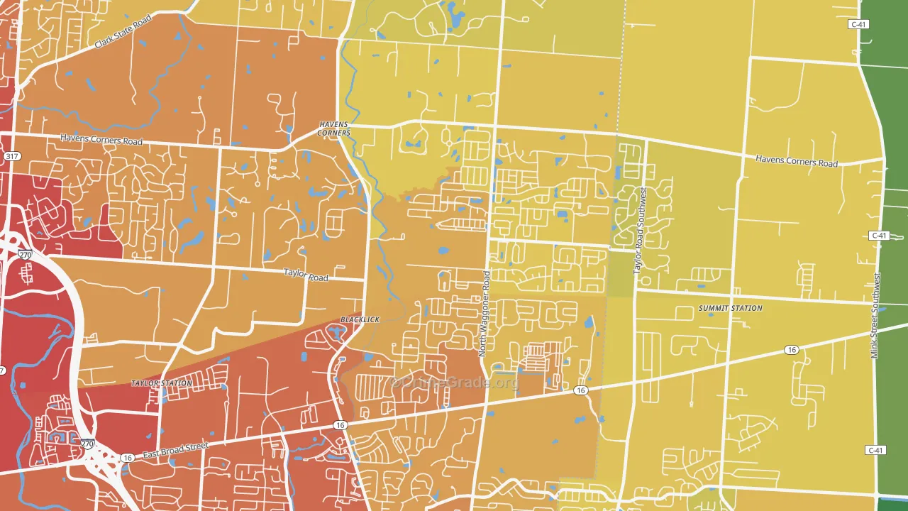 Black Lick, OH Map of Vehicle Theft Rates
