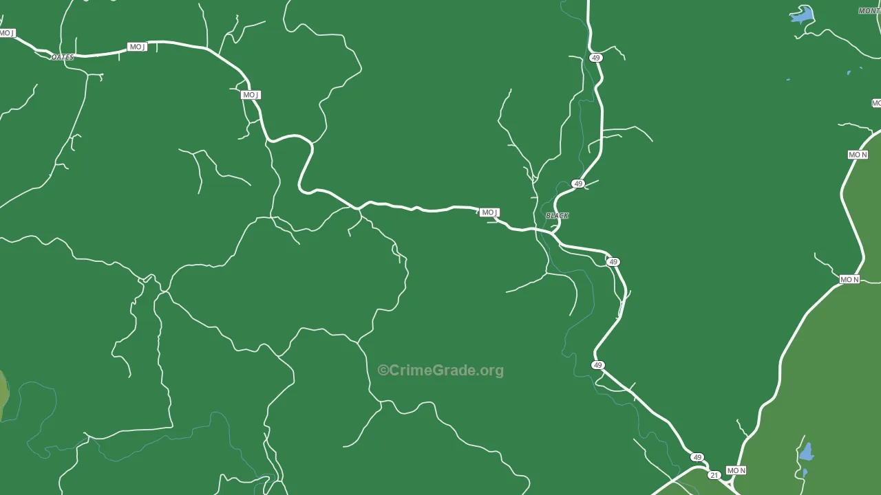 Black, MO Map of Vehicle Theft Rates