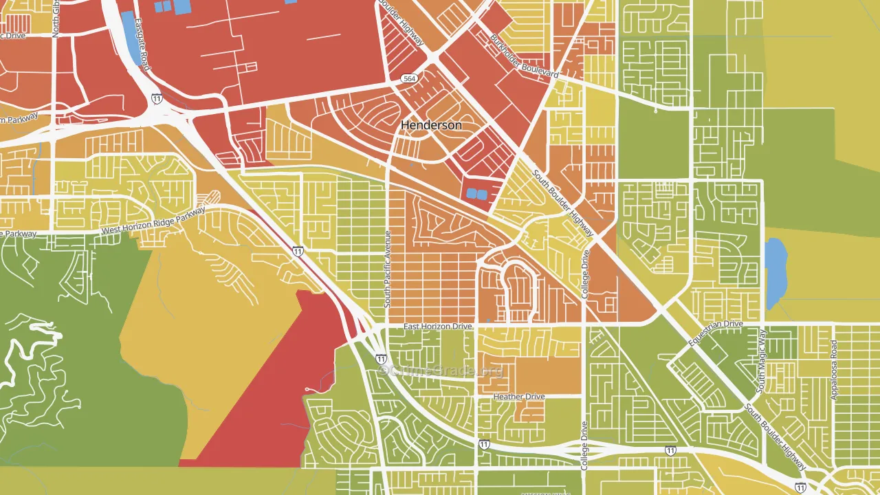 Black Mountain, Henderson, NV Map of Vehicle Theft Rates