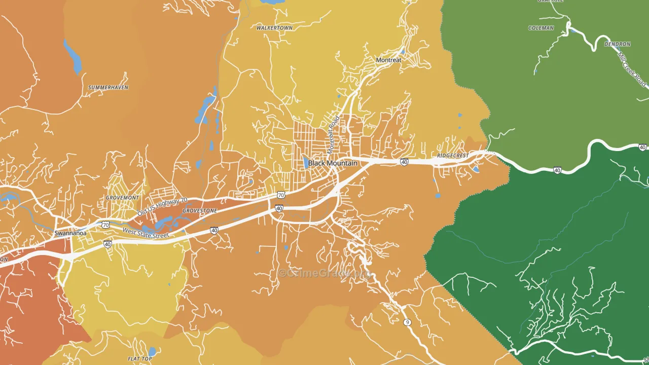 Black Mountain, NC Map of Vehicle Theft Rates