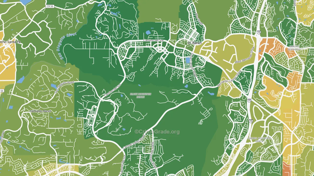 Black Mountain Ranch, San Diego, CA Map of Vehicle Theft Rates