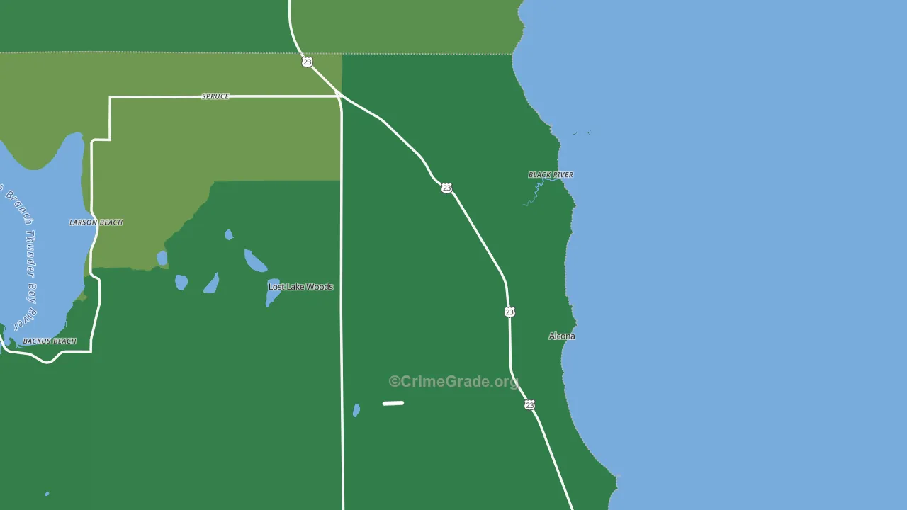 Black River, MI Map of Vehicle Theft Rates