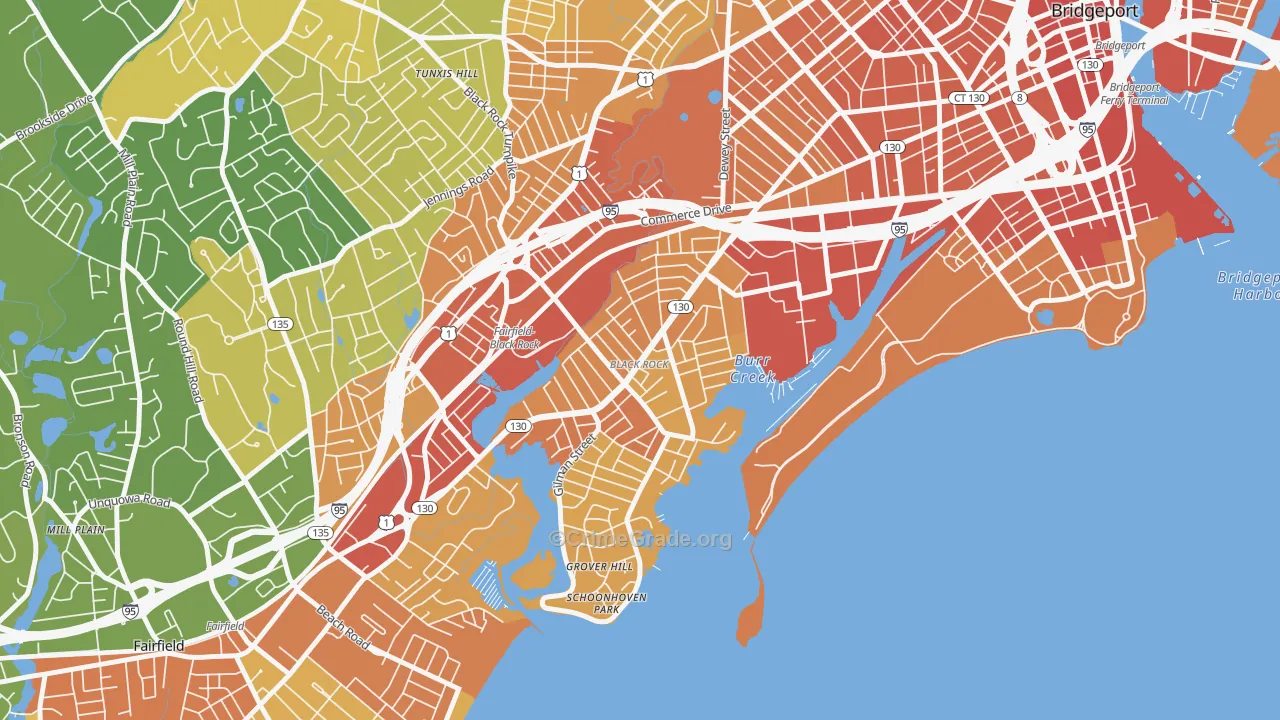 Black Rock, Bridgeport, CT Map of Vehicle Theft Rates