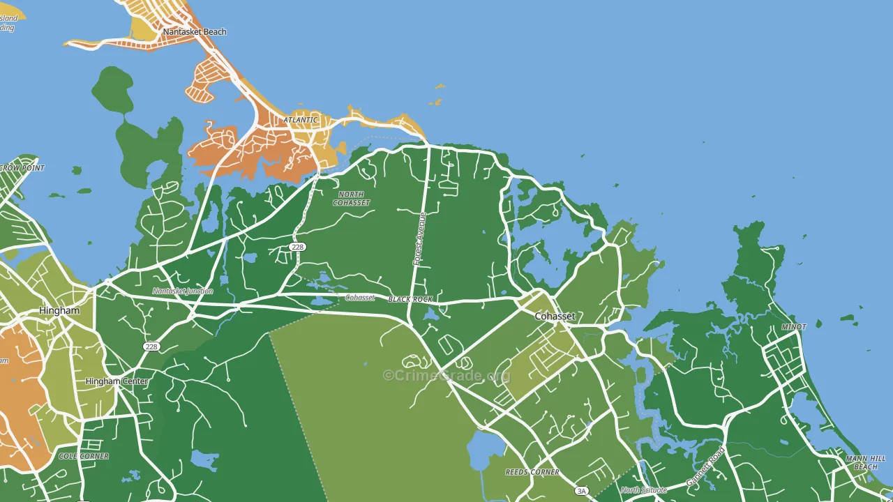 Black Rock, MA Map of Vehicle Theft Rates