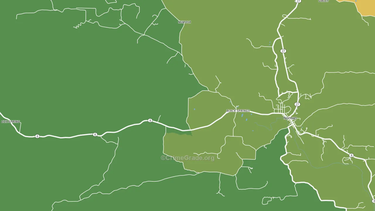 Black Springs, AR Map of Vehicle Theft Rates