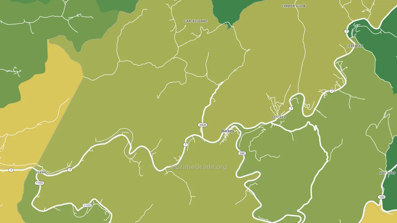 Blackey, KY Map of Vehicle Theft Rates