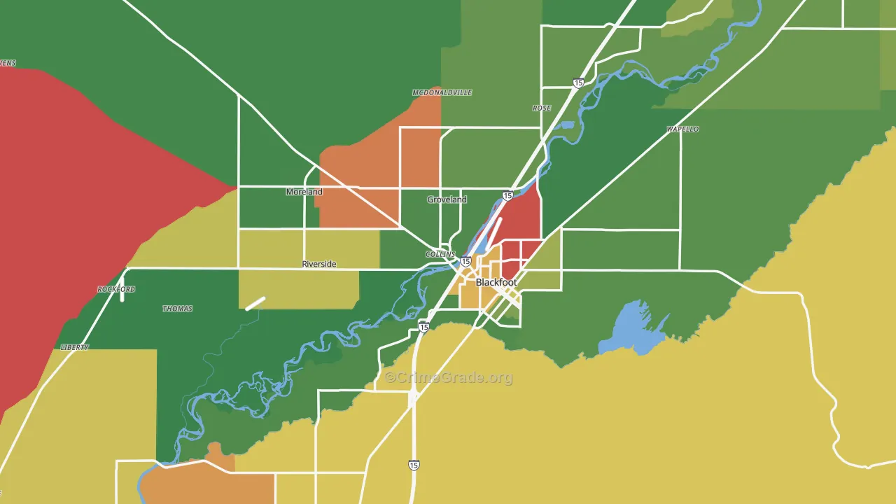 Blackfoot, ID Map of Vehicle Theft Rates