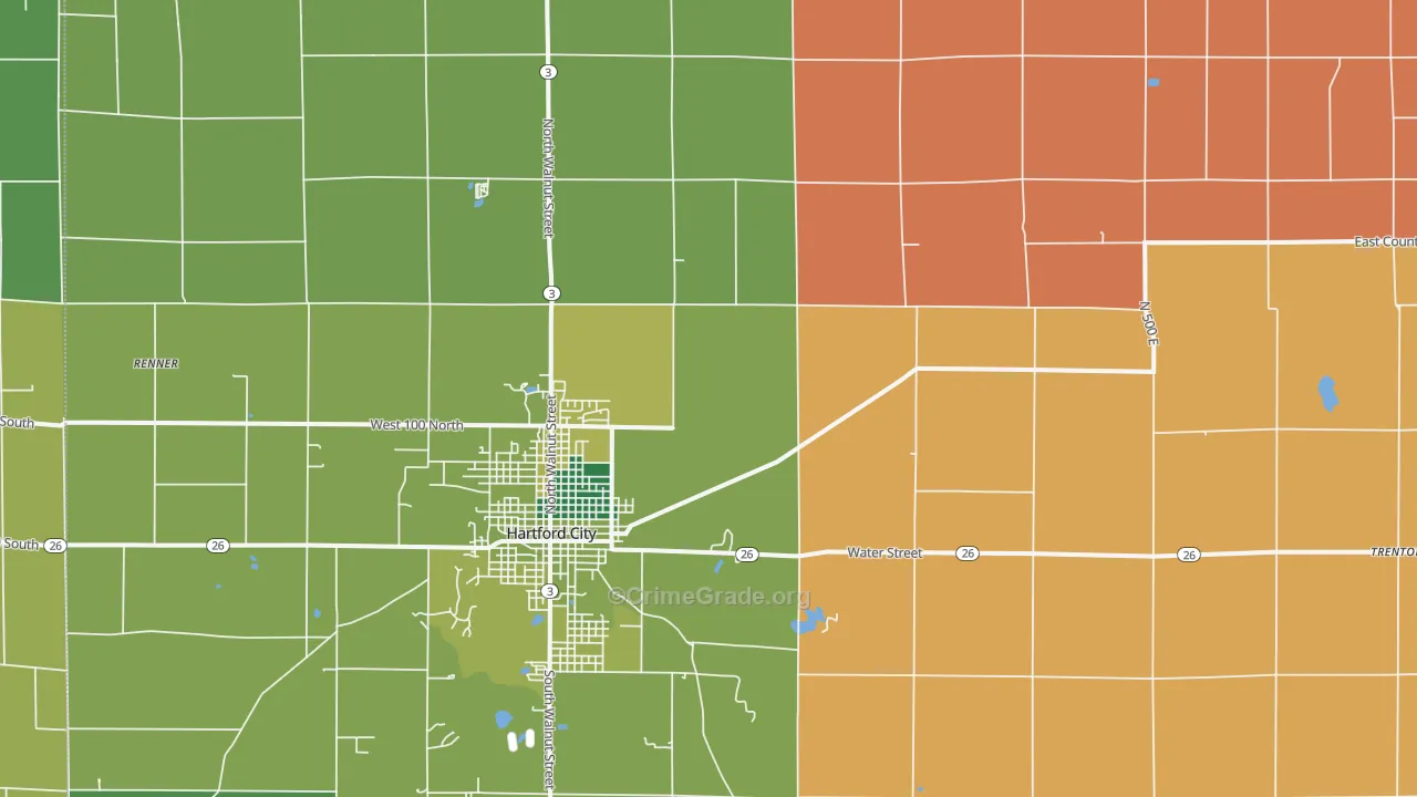 Blackford County, IN Map of Vehicle Theft Rates