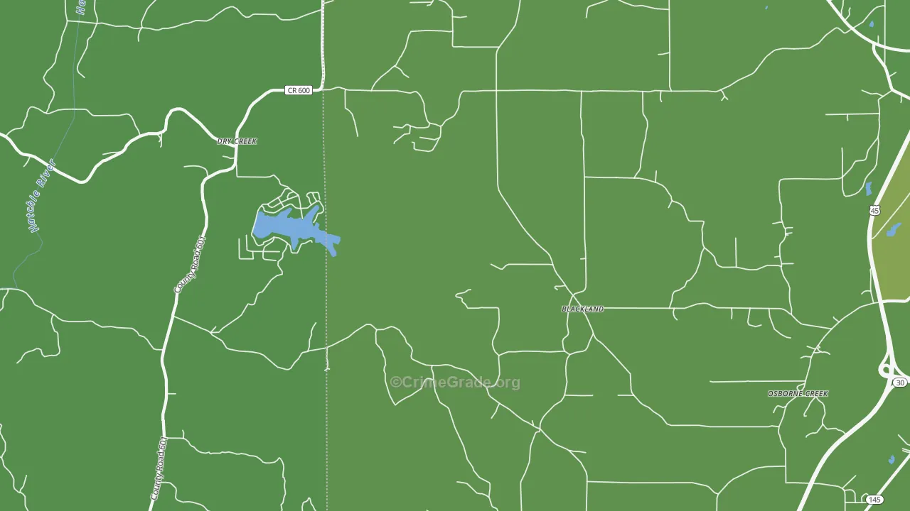 Blackland, MS Map of Vehicle Theft Rates