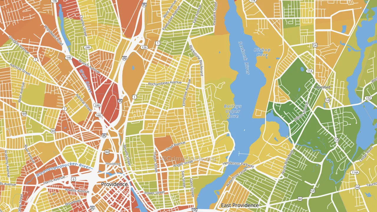 Blackstone, Providence, RI Map of Vehicle Theft Rates