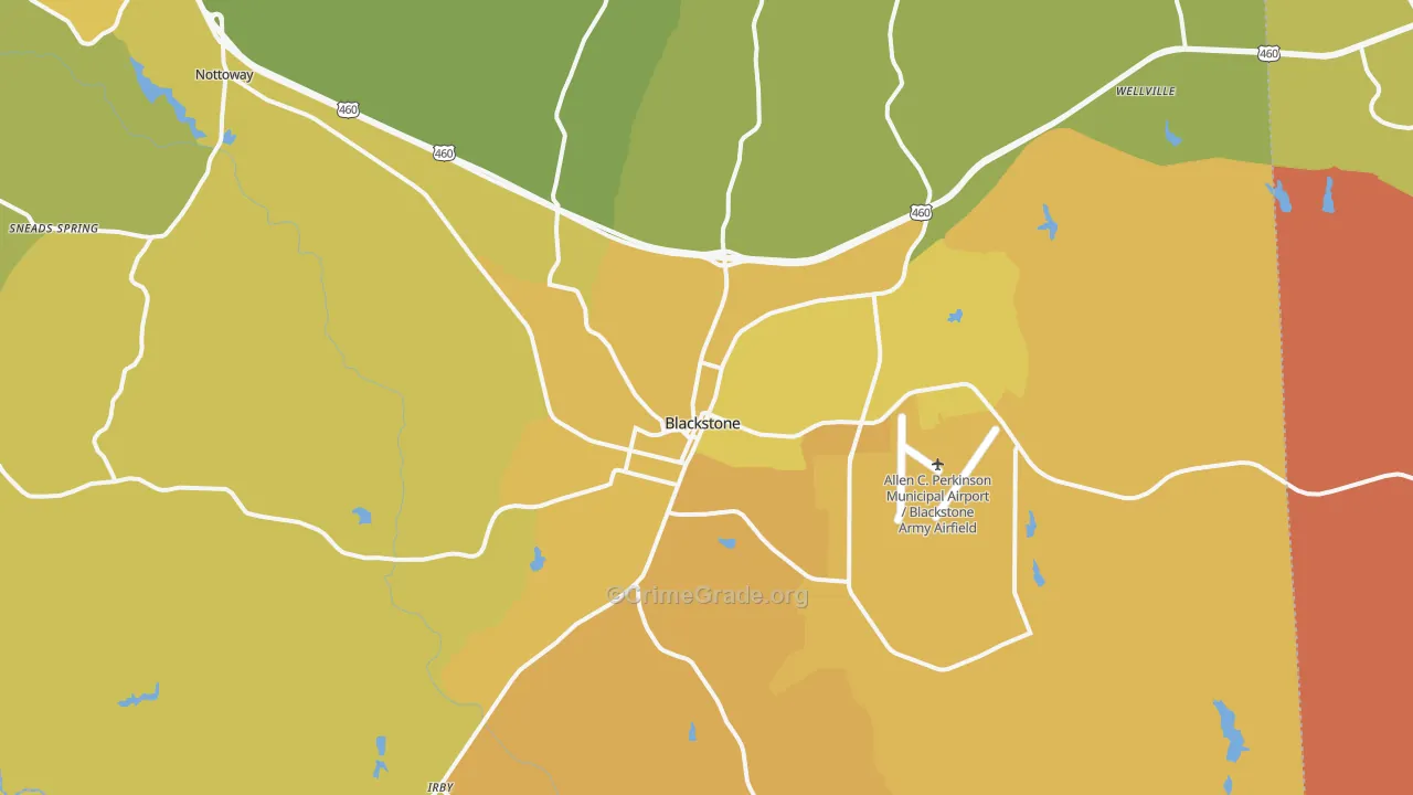Blackstone, VA Map of Vehicle Theft Rates