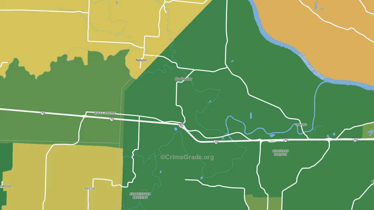 Blackwater, MO Map of Vehicle Theft Rates