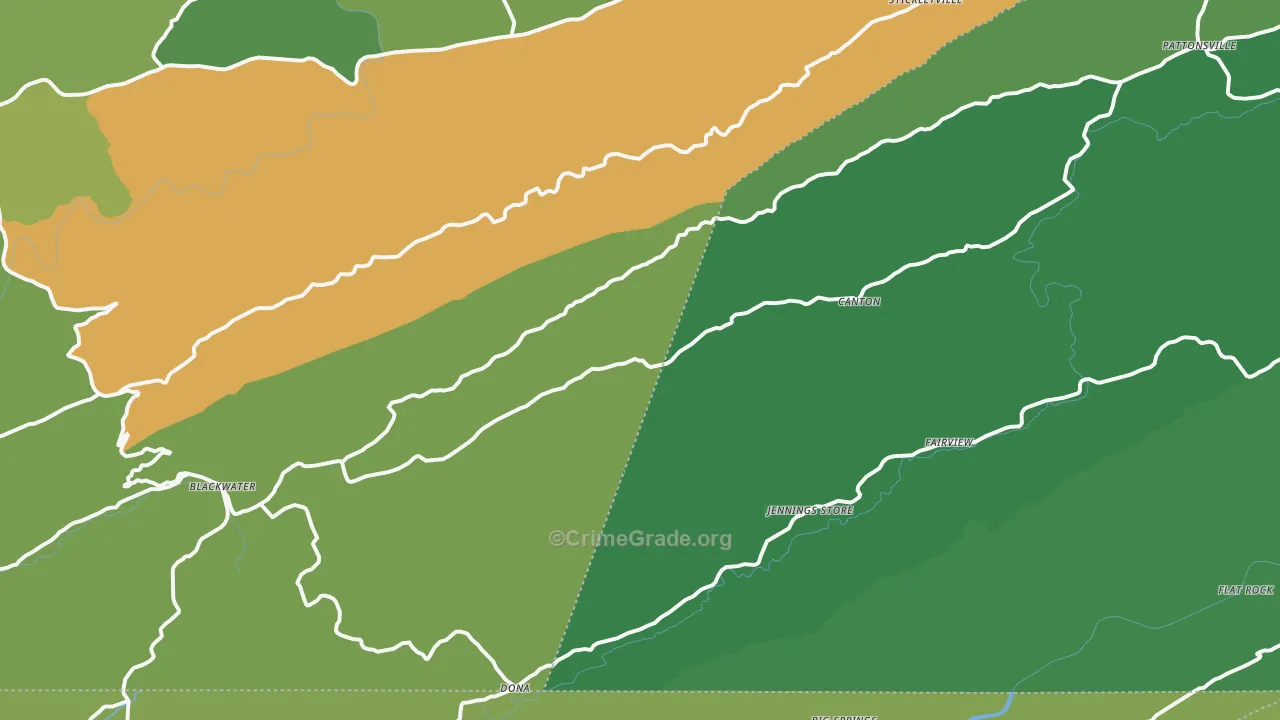 Blackwater, VA Map of Vehicle Theft Rates