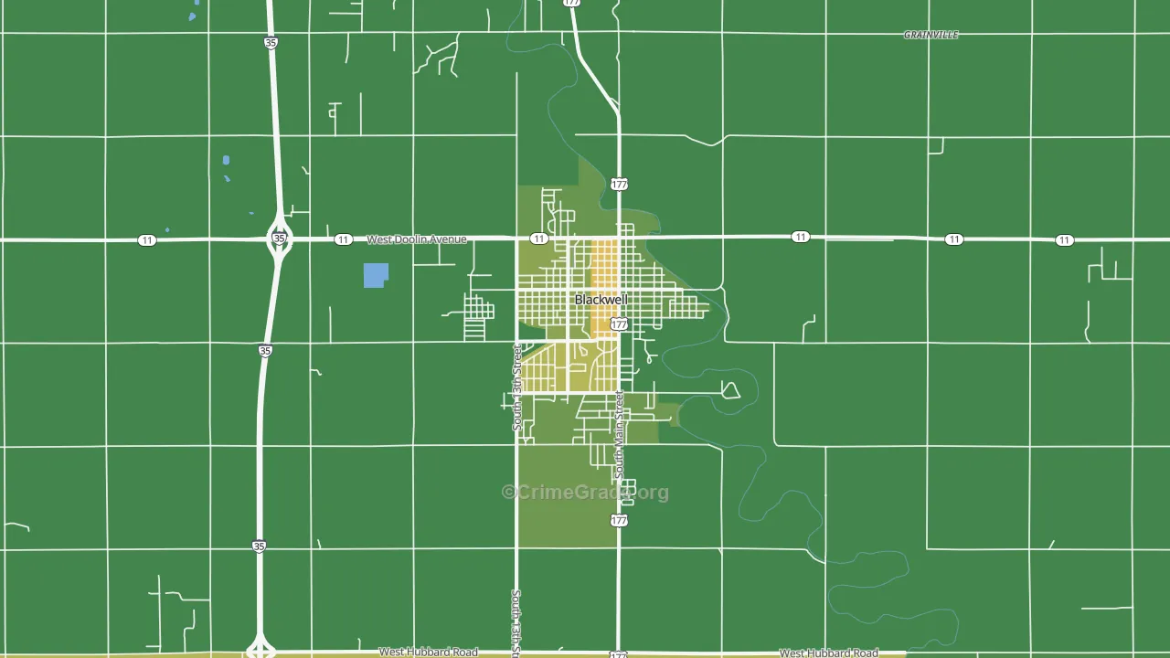 Blackwell, OK Map of Vehicle Theft Rates