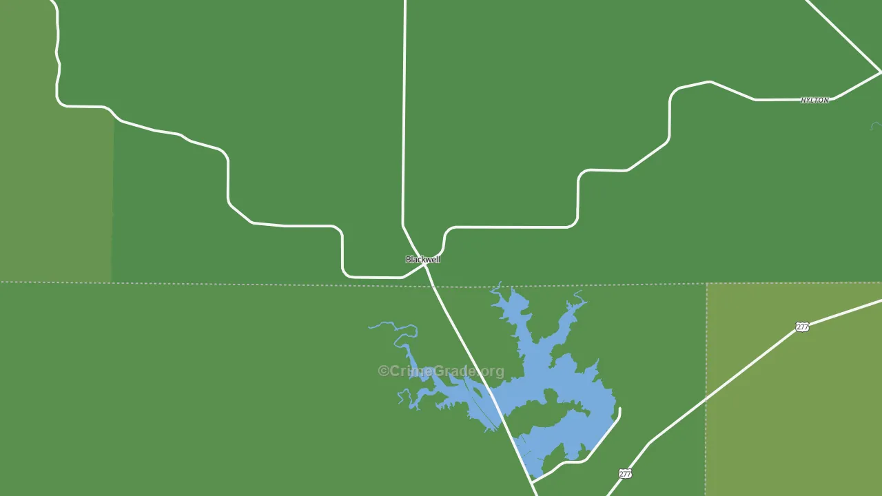 Blackwell, TX Map of Vehicle Theft Rates
