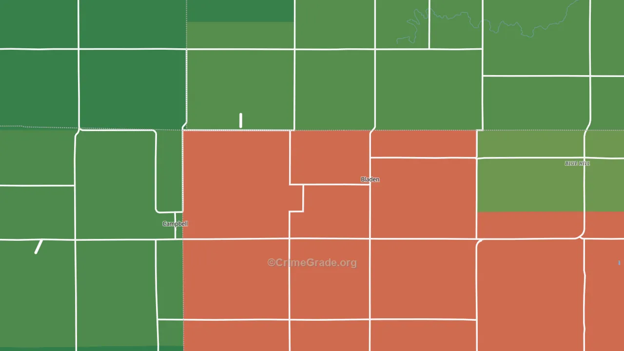 Bladen, NE Map of Vehicle Theft Rates