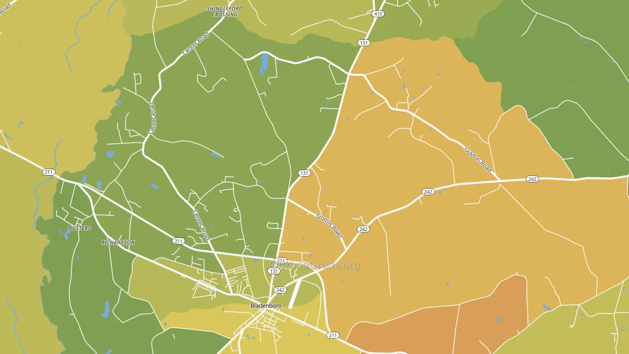 Bladenboro, NC Map of Vehicle Theft Rates