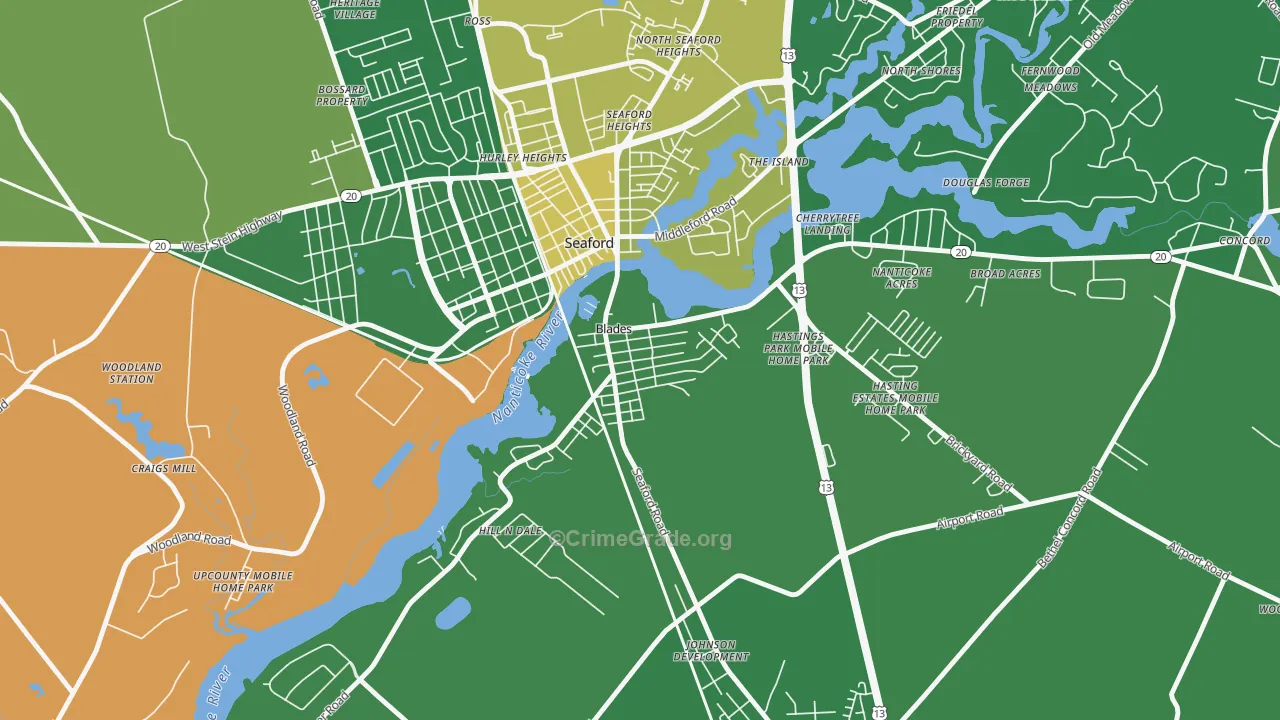 Blades, DE Map of Vehicle Theft Rates