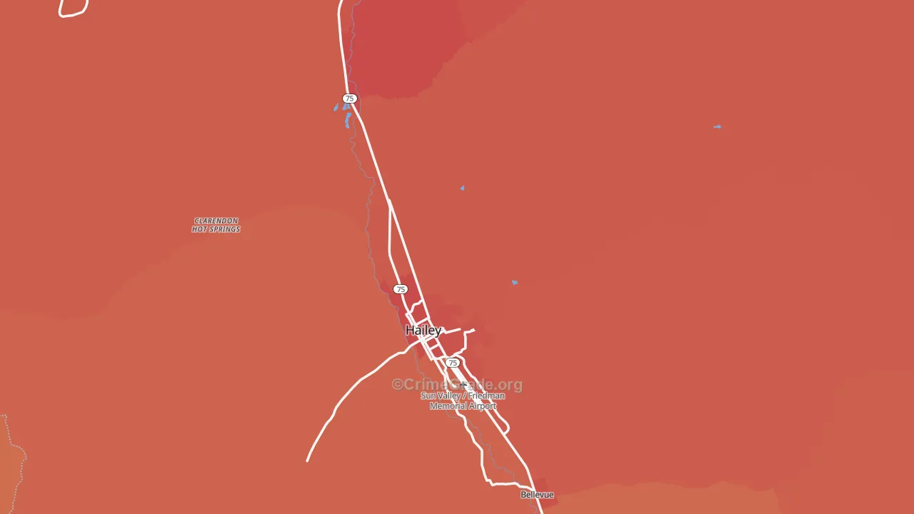 Blaine County, ID Map of Vehicle Theft Rates