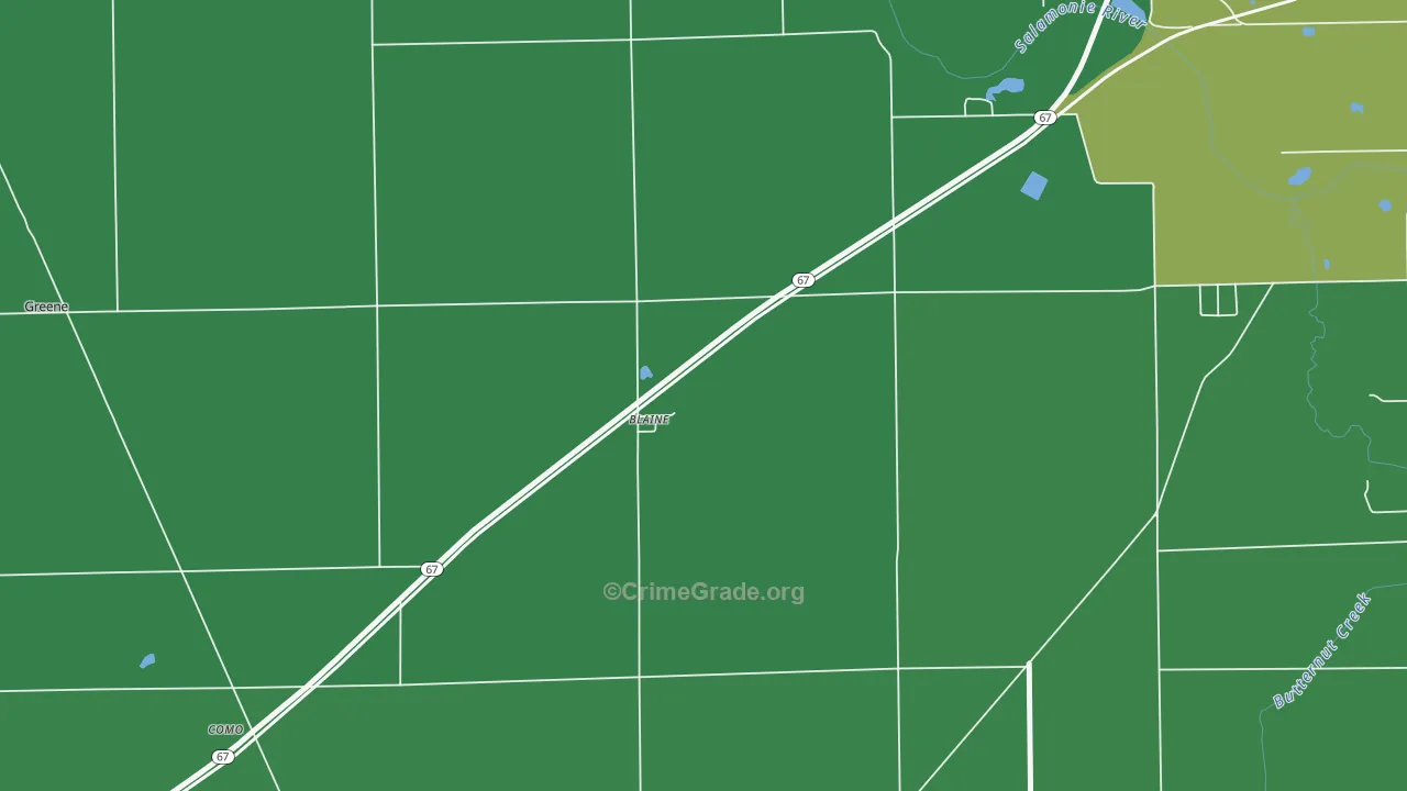 Blaine, IN Map of Vehicle Theft Rates