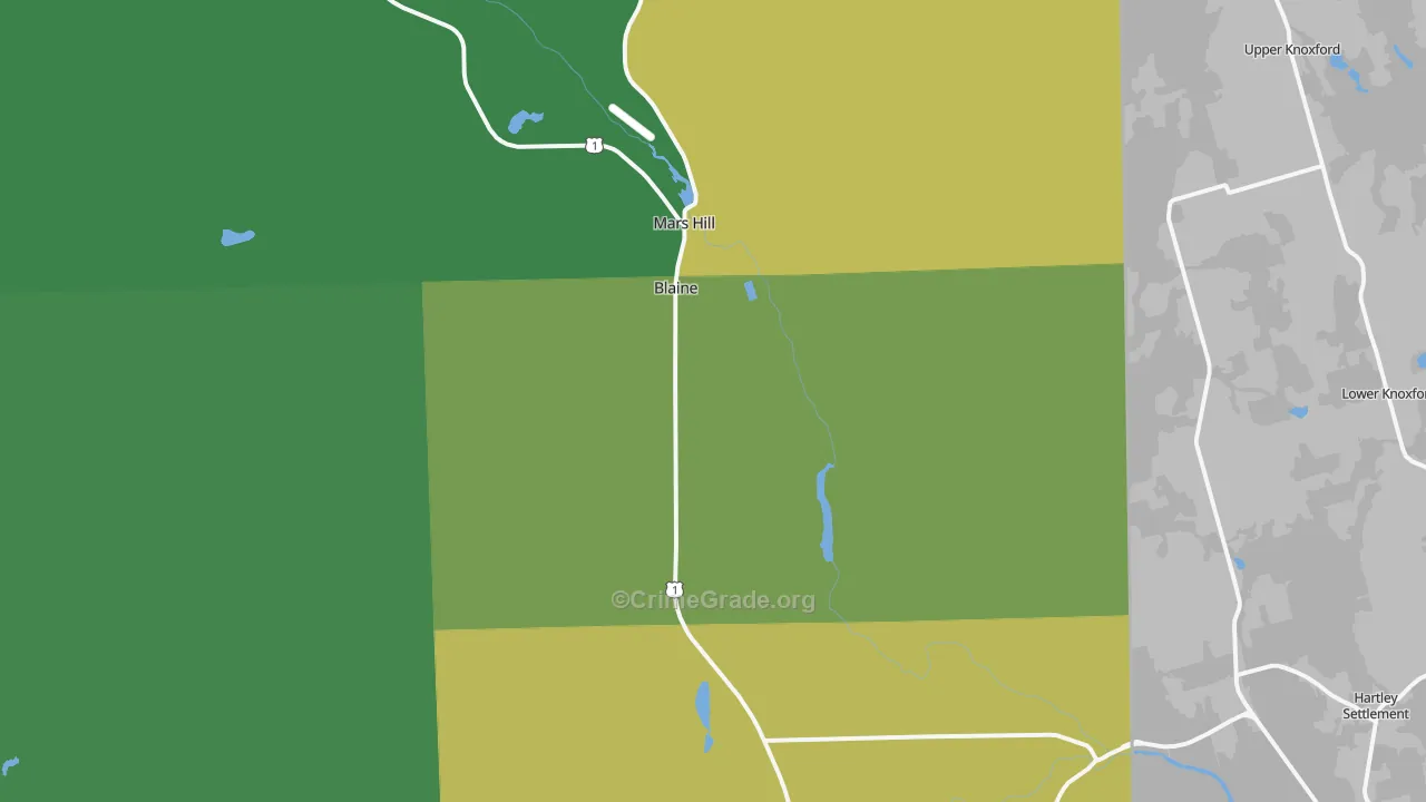 Blaine, ME Map of Vehicle Theft Rates