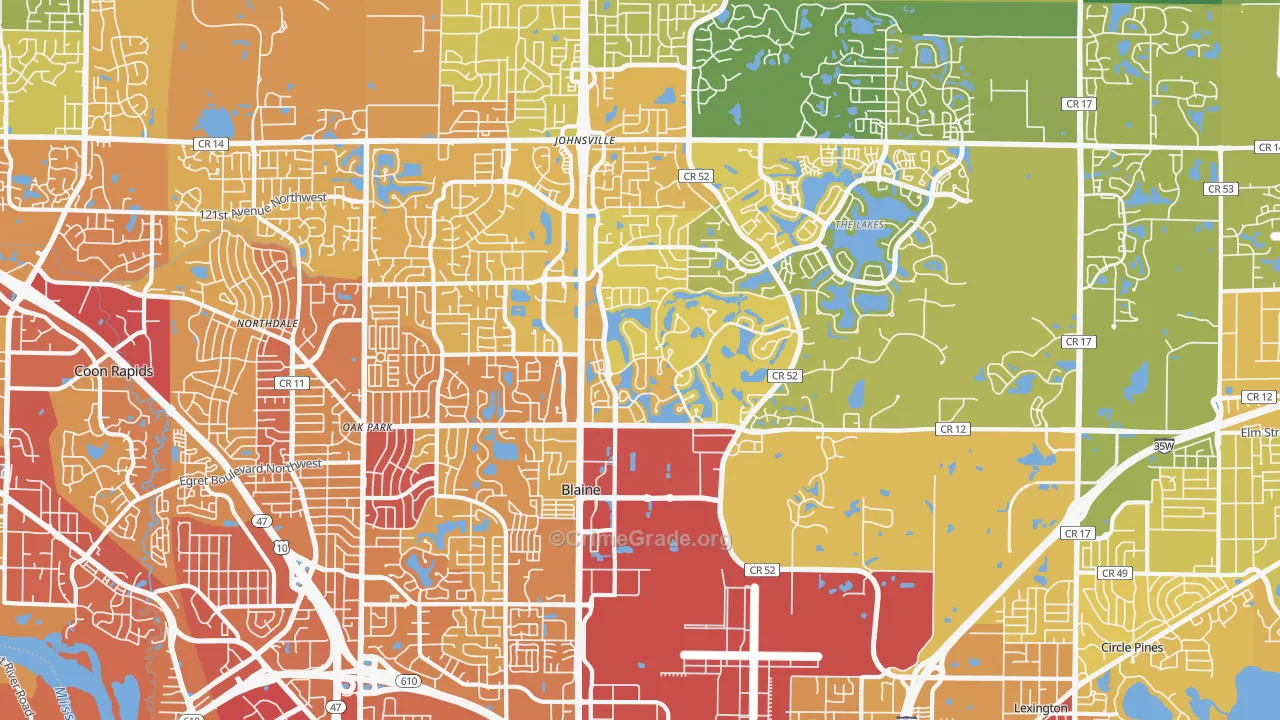 Blaine, MN Map of Vehicle Theft Rates