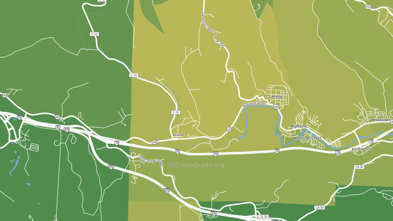 Blaine, OH Map of Vehicle Theft Rates