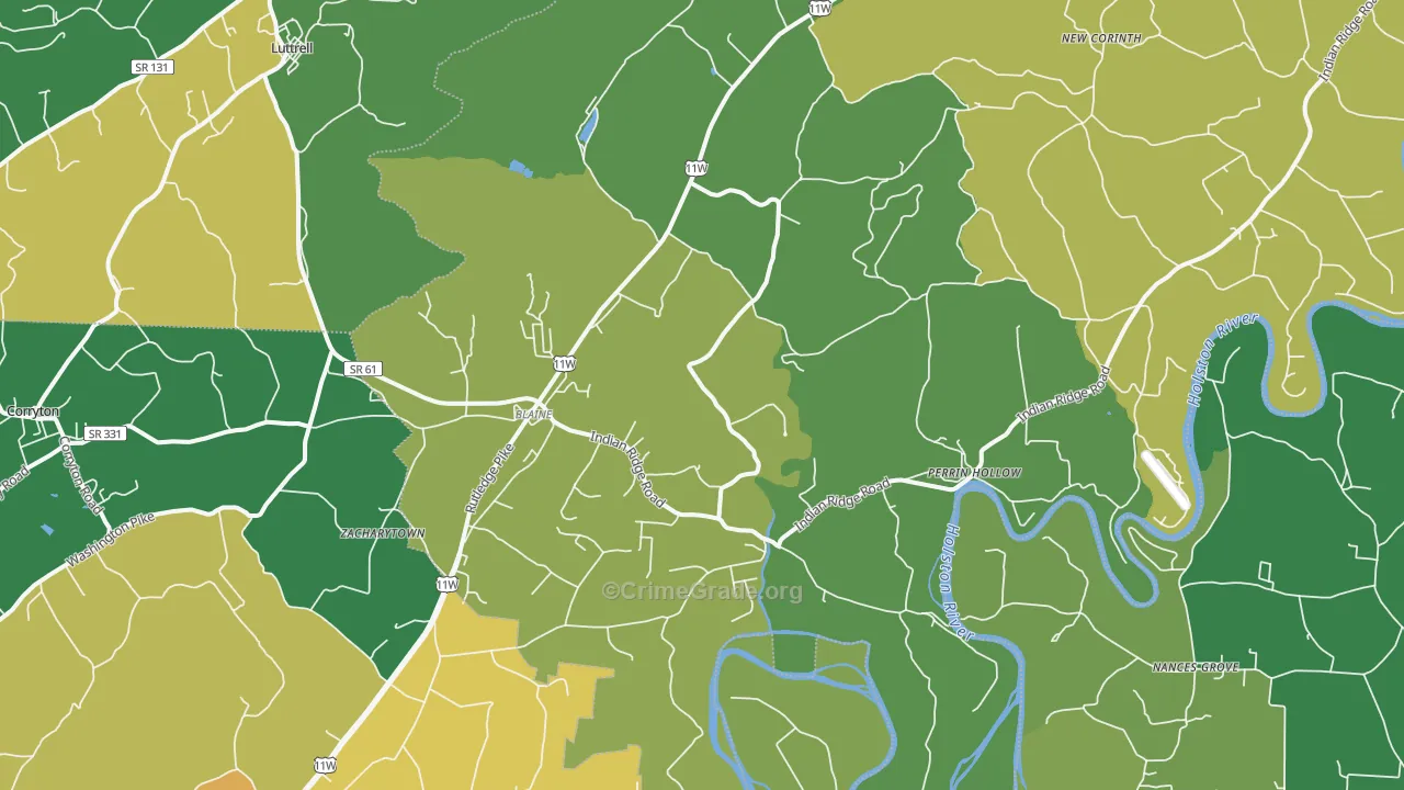 Blaine, TN Map of Vehicle Theft Rates